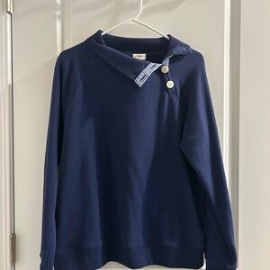 J. Crew Blue Striped Collar Sweatshirt